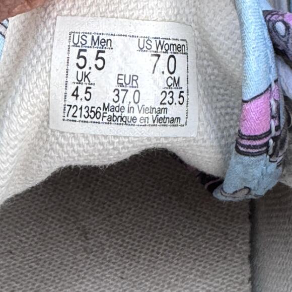 Vans Authentic Shoes‎ Size Mens 5.5 Womens 7 Blue Pink Car Dolphin Print Canvas
